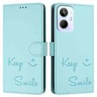 For Realme 10 4G Global Smile Embossing RFID Leather Phone Case(Mint Green) - 3