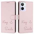 For Realme 10 4G Global Smile Embossing RFID Leather Phone Case(Pink) - 3