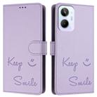 For Realme 10 4G Global Smile Embossing RFID Leather Phone Case(Light Purple) - 3