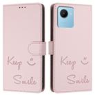 For Realme C30 4G / Narzo 50i Prime Smile Embossing RFID Leather Phone Case(Pink) - 3