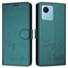 For Realme C30 4G / Narzo 50i Prime Smile Embossing RFID Leather Phone Case(Peacock Green) - 3