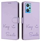 For Realme GT Neo 3T Smile Embossing RFID Leather Phone Case(Light Purple) - 3