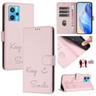 For Realme 9 4G Global Smile Embossing RFID Leather Phone Case(Pink) - 1