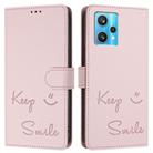 For Realme 9 4G Global Smile Embossing RFID Leather Phone Case(Pink) - 3