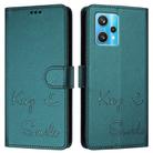 For Realme 9 4G Global Smile Embossing RFID Leather Phone Case(Peacock Green) - 3