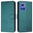 For Realme GT Neo 3 Smile Embossing RFID Leather Phone Case(Peacock Green) - 3