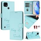 For Realme C20 / C11 2021 / C21 Smile Embossing RFID Leather Phone Case(Mint Green) - 1