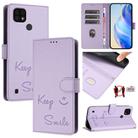 For Realme C20 / C11 2021 / C21 Smile Embossing RFID Leather Phone Case(Light Purple) - 1