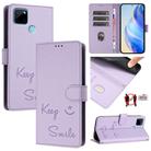 For Realme C21Y Smile Embossing RFID Leather Phone Case(Light Purple) - 1