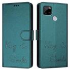 For Realme C25 / C15 / C12 Smile Embossing RFID Leather Phone Case(Peacock Green) - 3