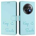 For Realme 13+ 5G Global Smile Embossing RFID Leather Phone Case(Mint Green) - 3