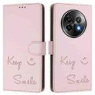 For Realme 13+ 5G Global Smile Embossing RFID Leather Phone Case(Pink) - 3