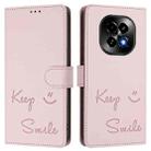 For Realme C63 5G Global Smile Embossing RFID Leather Phone Case(Pink) - 3