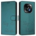 For Realme C63 5G Global Smile Embossing RFID Leather Phone Case(Peacock Green) - 3