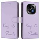 For Realme C63 5G Global Smile Embossing RFID Leather Phone Case(Light Purple) - 3