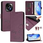 For Realme C63 5G Global Smile Embossing RFID Leather Phone Case(Violet) - 1