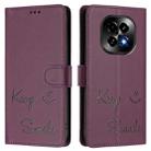 For Realme C63 5G Global Smile Embossing RFID Leather Phone Case(Violet) - 3