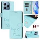 For Realme Note 60 4G Global Smile Embossing RFID Leather Phone Case(Mint Green) - 1