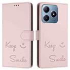 For Realme Note 60 4G Global Smile Embossing RFID Leather Phone Case(Pink) - 3