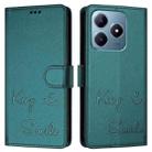 For Realme Note 60 4G Global Smile Embossing RFID Leather Phone Case(Peacock Green) - 3