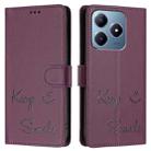 For Realme Note 60 4G Global Smile Embossing RFID Leather Phone Case(Violet) - 3