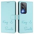 For OPPO A80 5G EU Smile Embossing RFID Leather Phone Case(Mint Green) - 3