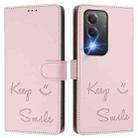 For OPPO A80 5G EU Smile Embossing RFID Leather Phone Case(Pink) - 3