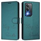 For OPPO A80 5G EU Smile Embossing RFID Leather Phone Case(Peacock Green) - 3