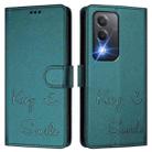 For OPPO K12x 5G Global Smile Embossing RFID Leather Phone Case(Peacock Green) - 3