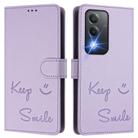 For OPPO K12x 5G Global Smile Embossing RFID Leather Phone Case(Light Purple) - 3