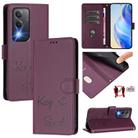 For OPPO K12x 5G Global Smile Embossing RFID Leather Phone Case(Violet) - 1