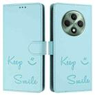 For OPPO Reno12 F 5G Global Smile Embossing RFID Leather Phone Case(Mint Green) - 3