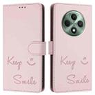 For OPPO Reno12 F 5G Global Smile Embossing RFID Leather Phone Case(Pink) - 3