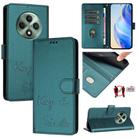 For OPPO Reno12 F 5G Global Smile Embossing RFID Leather Phone Case(Peacock Green) - 1