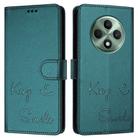 For OPPO Reno12 F 5G Global Smile Embossing RFID Leather Phone Case(Peacock Green) - 3