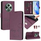 For OPPO Reno12 F 5G Global Smile Embossing RFID Leather Phone Case(Violet) - 1