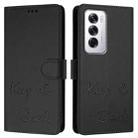 For OPPO Reno12 Global Smile Embossing RFID Leather Phone Case(Black) - 3