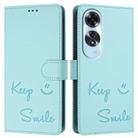 For OPPO A60 4G Global Smile Embossing RFID Leather Phone Case(Mint Green) - 3