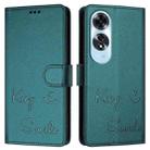 For OPPO A60 4G Global Smile Embossing RFID Leather Phone Case(Peacock Green) - 3