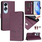 For OPPO A60 4G Global Smile Embossing RFID Leather Phone Case(Violet) - 1