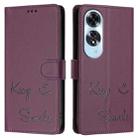 For OPPO A60 4G Global Smile Embossing RFID Leather Phone Case(Violet) - 3