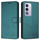 For OPPO A3 Pro 5G Global / India Smile Embossing RFID Leather Phone Case(Peacock Green) - 3