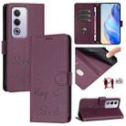 For OPPO A3 Pro 5G Global / India Smile Embossing RFID Leather Phone Case(Violet) - 1