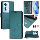 For OPPO Reno11 F 5G Global Smile Embossing RFID Leather Phone Case(Peacock Green) - 1