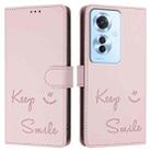 For OPPO F25 Pro 5G India Smile Embossing RFID Leather Phone Case(Pink) - 3