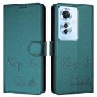 For OPPO F25 Pro 5G India Smile Embossing RFID Leather Phone Case(Peacock Green) - 3