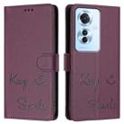 For OPPO F25 Pro 5G India Smile Embossing RFID Leather Phone Case(Violet) - 3