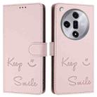 For OPPO Find X7 Smile Embossing RFID Leather Phone Case(Pink) - 3