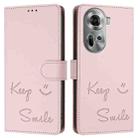 For OPPO Reno11 5G Global Smile Embossing RFID Leather Phone Case(Pink) - 3