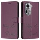 For OPPO Reno11 5G Global Smile Embossing RFID Leather Phone Case(Violet) - 3